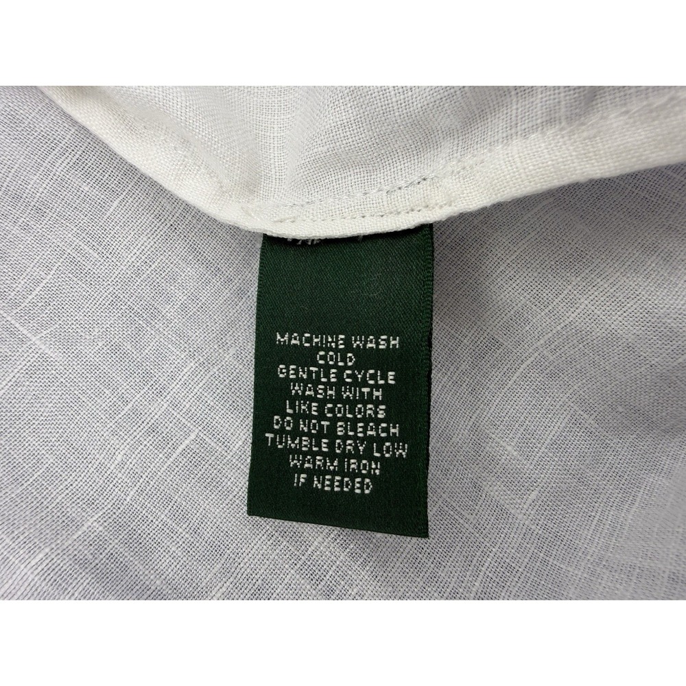 Lauren Ralph Lauren Women's 1X / XL White Linen Long Roll Sleeve Button-Up Shirt - Picture 4 of 7
